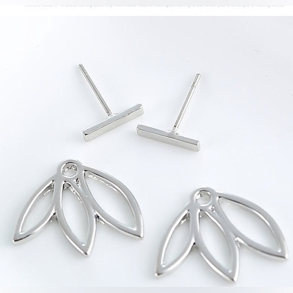 🔵𝟲𝟱%𝗢𝗙𝗙 𝗯𝘂𝗻𝗱𝗹𝗲𝘀 𝟯+🔵 NEW Lotus Minimalist Jacket Earrings - Picture 7 of 15